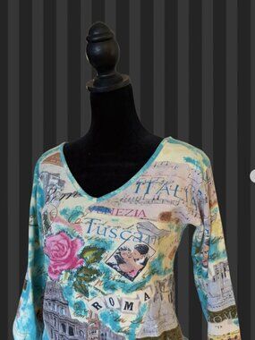 Vintage Italy detailed 3/4 sleeve top with light sparkle details